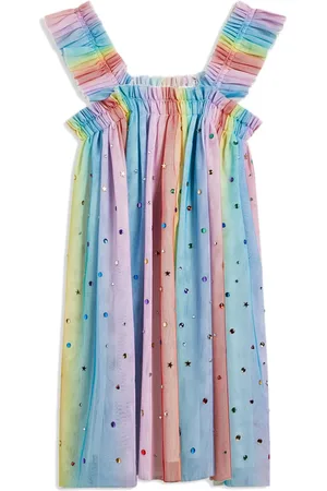 Stella McCartney Vestido plisado con motivo de arcoíris