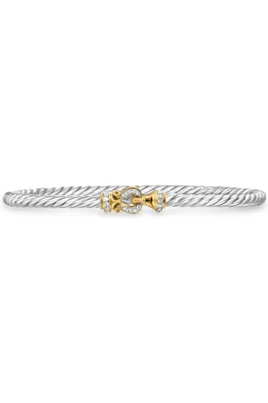 David Yurman Pulsera Buckle Classic Cable en oro amarillo de 18kt y plata de ley con diamante (3mm)