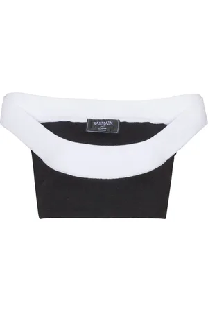 Balmain Top corto tejido de canalé