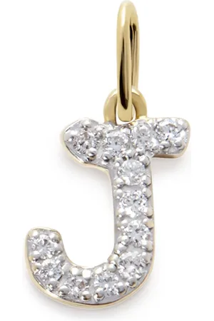 Monica Vinader Dije J en oro amarillo de 14kt con diamantes