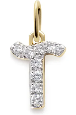 Monica Vinader Dije T en oro amarillo de 14kt con diamantes