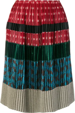 Jean Paul Gaultier Pleated patchwork skirt