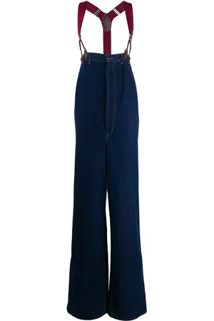 Jean Paul Gaultier Jeans anchos de tiro alto con tirantes 1993
