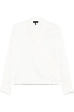 THEORY Blusa cruzada con solapas de pico