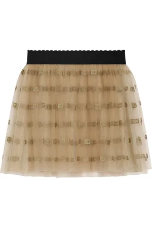 Dolce & Gabbana Falda corta de tul con logo estampado