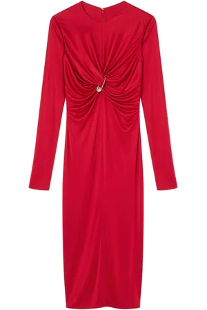 VERSACE Vestido midi con diseño fruncido
