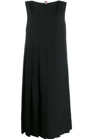 Thom Browne Vestido plisado oversize de tejido seersucker