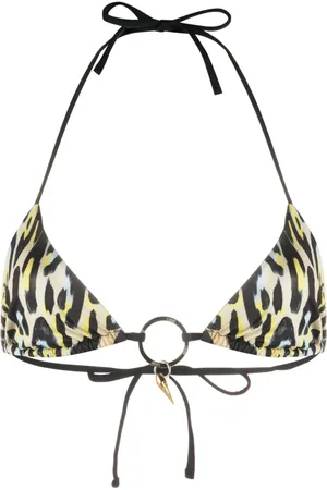 Roberto Cavalli Top de bikini con estampado de leopardo
