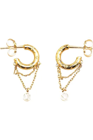 LOUIS VUITTON Arracadas Gold Plated Nanogram Hoop 2000