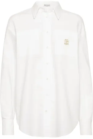 Brunello Cucinelli Camisa con logo bordado