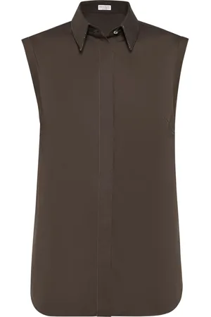 Brunello Cucinelli Camisa con detalle de ribete Monili