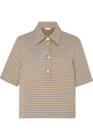 ROSETTA GETTY Playera tipo polo con motivo de cuadros