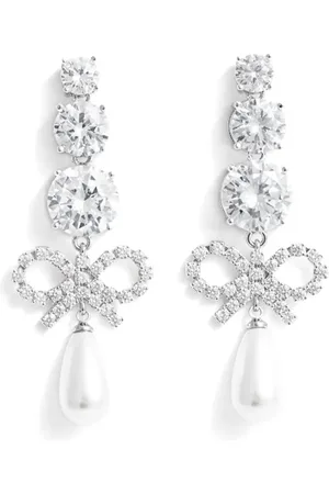 Self-Portrait Aretes de moño con perlas y cristal