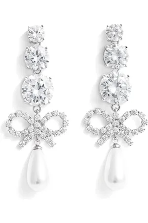 Self-Portrait Aretes de moño con perlas y cristal