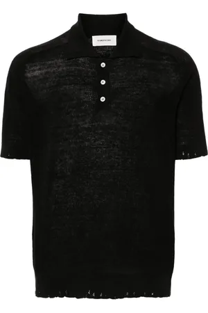 Atomofactory Playera tipo polo tejida con efecto envejecido