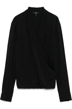 THEORY Blusa cruzada con solapas de pico