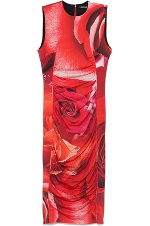 Roberto Cavalli Vestido midi con rosas estampadas
