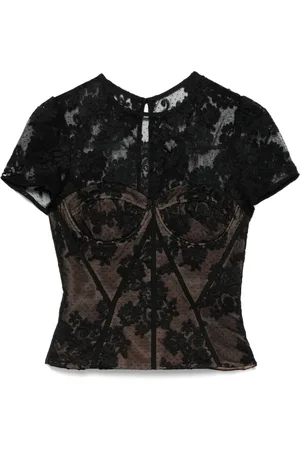 Self-Portrait Top estilo bustier de encaje
