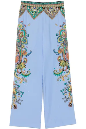 Etro Pantalones de seda con estampado floral