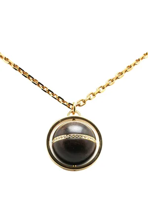 LOUIS VUITTON Collar Gold Plated Crystal Magnetic Wood Ball Pendant 2011