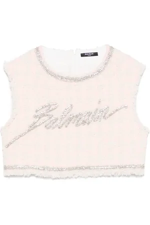 Balmain Top corto con detalles de cristal