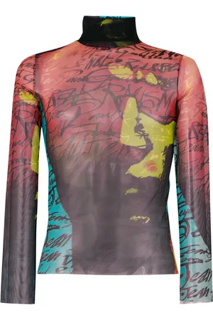 Jean Paul Gaultier Top con cuello alto y motivo de letras