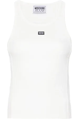 Moschino Top tejido de canalé con aplique del logo