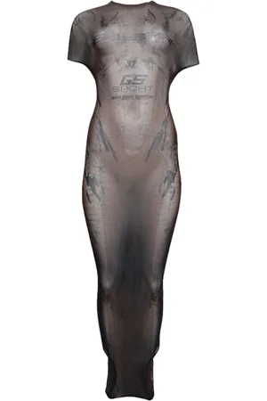 Jean Paul Gaultier Vestido de malla estampado
