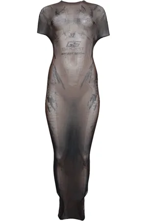 Jean Paul Gaultier Vestido de malla estampado