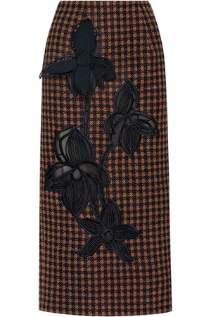 Oscar de la Renta Falda lápiz con bordado Orchid