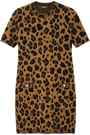 VERSACE Vestido estilo playera con motivo de leopardo