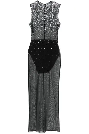 ALEX PERRY Vestido midi de malla con cristales