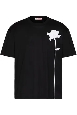 VALENTINO GARAVANI Playera con cuello redondo y aplique floral