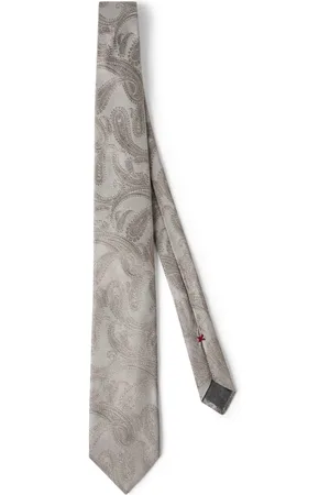Brunello Cucinelli Corbata de seda con motivo de cachemira en jacquard