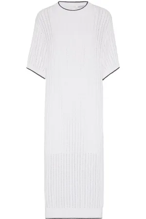 Brunello Cucinelli Vestido tejido con detalle de cadena Monili
