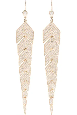 JACQUIE AICHE Aretes medianos en oro amarillo de 14kt con diamantes