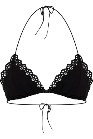 ULLA JOHNSON Top de bikini con ribete de encaje