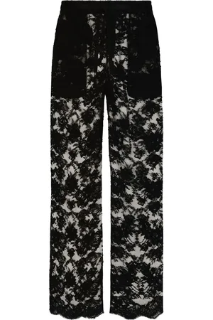 Dolce & Gabbana Pantalones con encaje floral anchos
