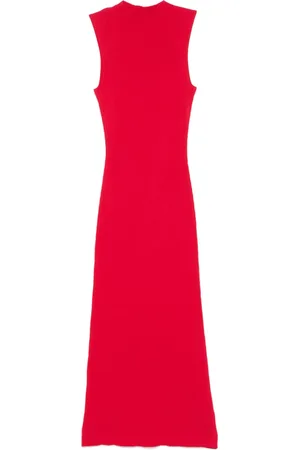 ROTATE Vestido midi con diseño tejido de canalé