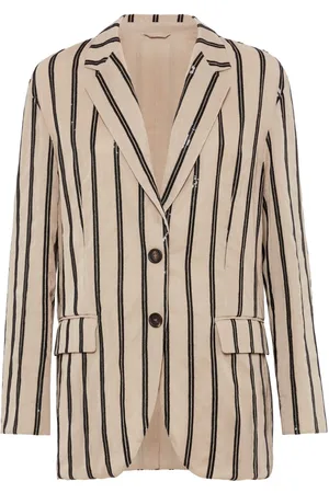 Brunello Cucinelli Blazer con rayas de lentejuelas
