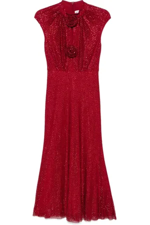 Self-Portrait Vestido midi con detalles de strass