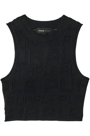 Purple Brand Top con perforaciones y logo