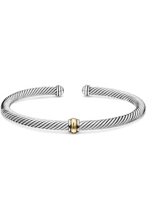 David Yurman Pulsera Classic Cable Station en oro amarillo de 18kt y plata de ley de 4mm