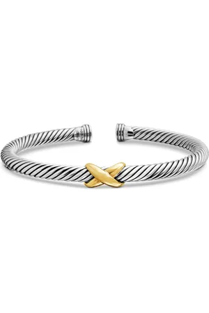David Yurman Pulsera X Classic Cable Station en oro amarillo de 14kt y plata de ley (5mm)
