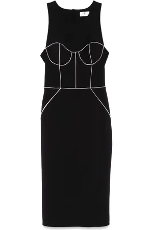 Elisabetta Franchi Vestido midi con ribetes en contraste