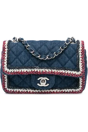 CHANEL Bolsa de hombro Mini Rectangular Classic Denim Tweed Framed Single Flap 2018