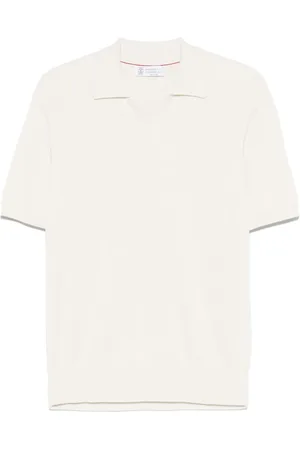 Brunello Cucinelli Playera tipo polo tejida de canalé