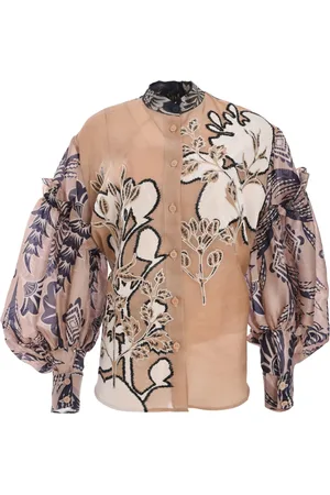 BIYAN Camisa de organza estampada
