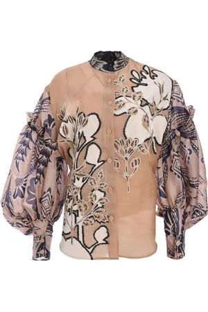 BIYAN Camisa de organza estampada