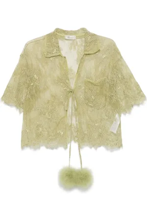 BLUMARINE Camisa de seda con encaje floral
